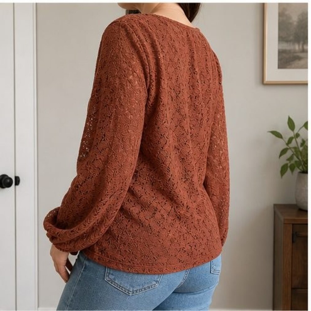 Rust Wrap Blouse - Picture 3 of 6